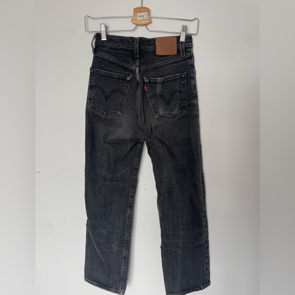 Levis Ribcage Straight Black Wash Jeans